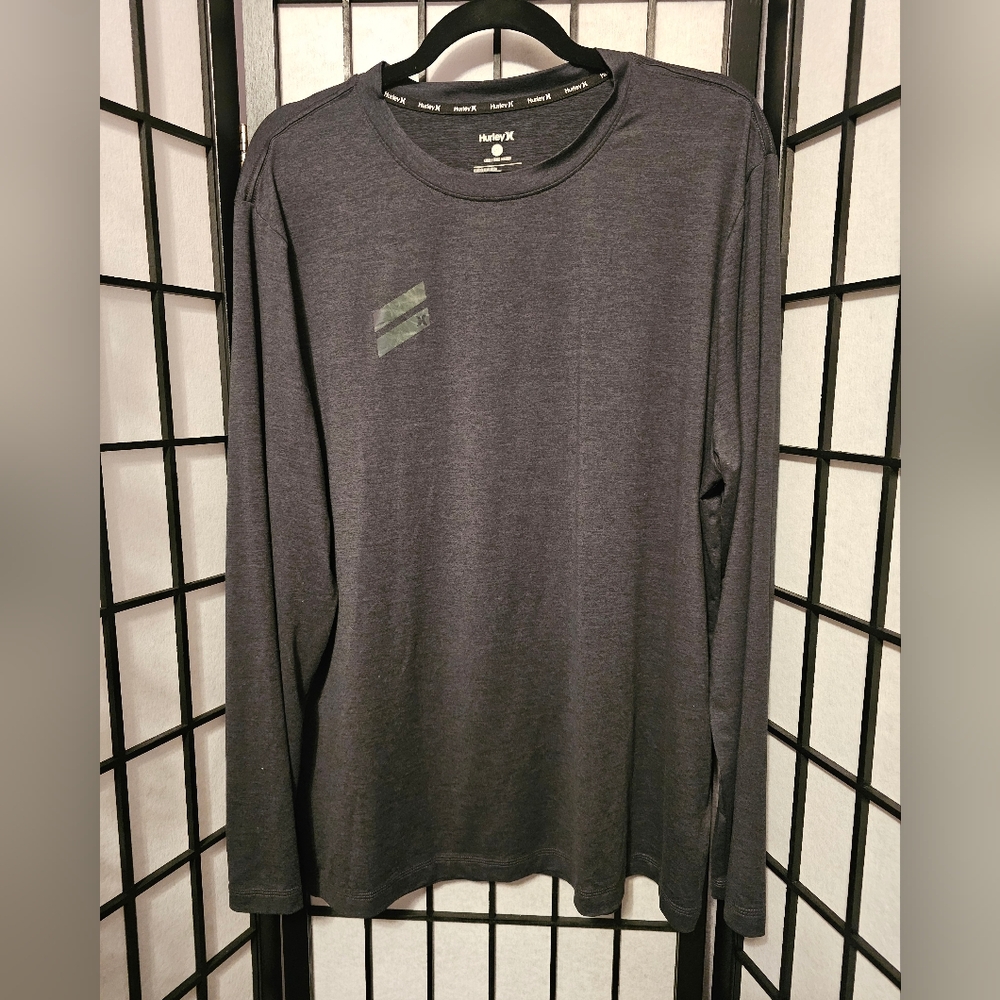 Hurley Dri-FIT Long Sleeve T-Shirt Gray Heather Athletic Activewear Men's